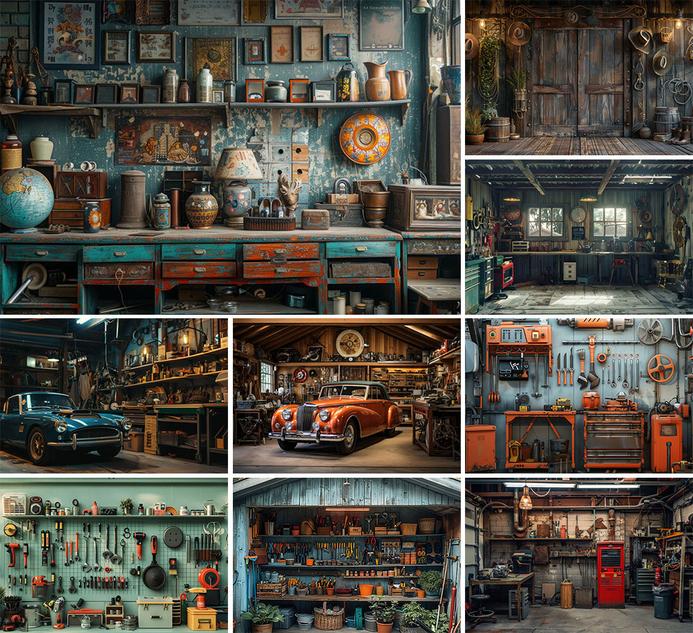 Workshop Tools Background - Mehofond photographie fond Vintage Garage voiture