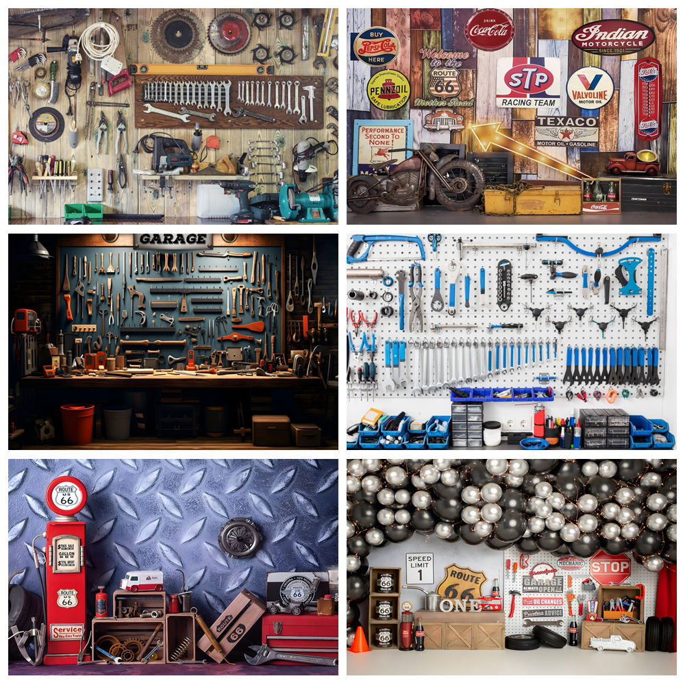 Workshop Tools Background - Arrière-plan de Garage Vintage, outil de