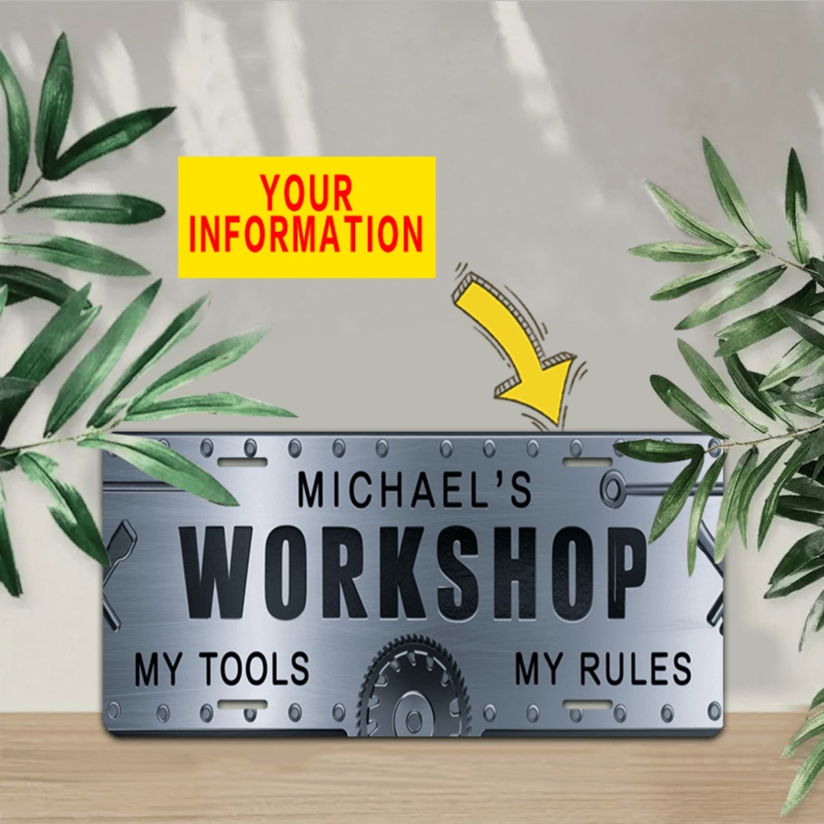 Plaque en aluminium personnali - Tools Name In Workshop avis et prix