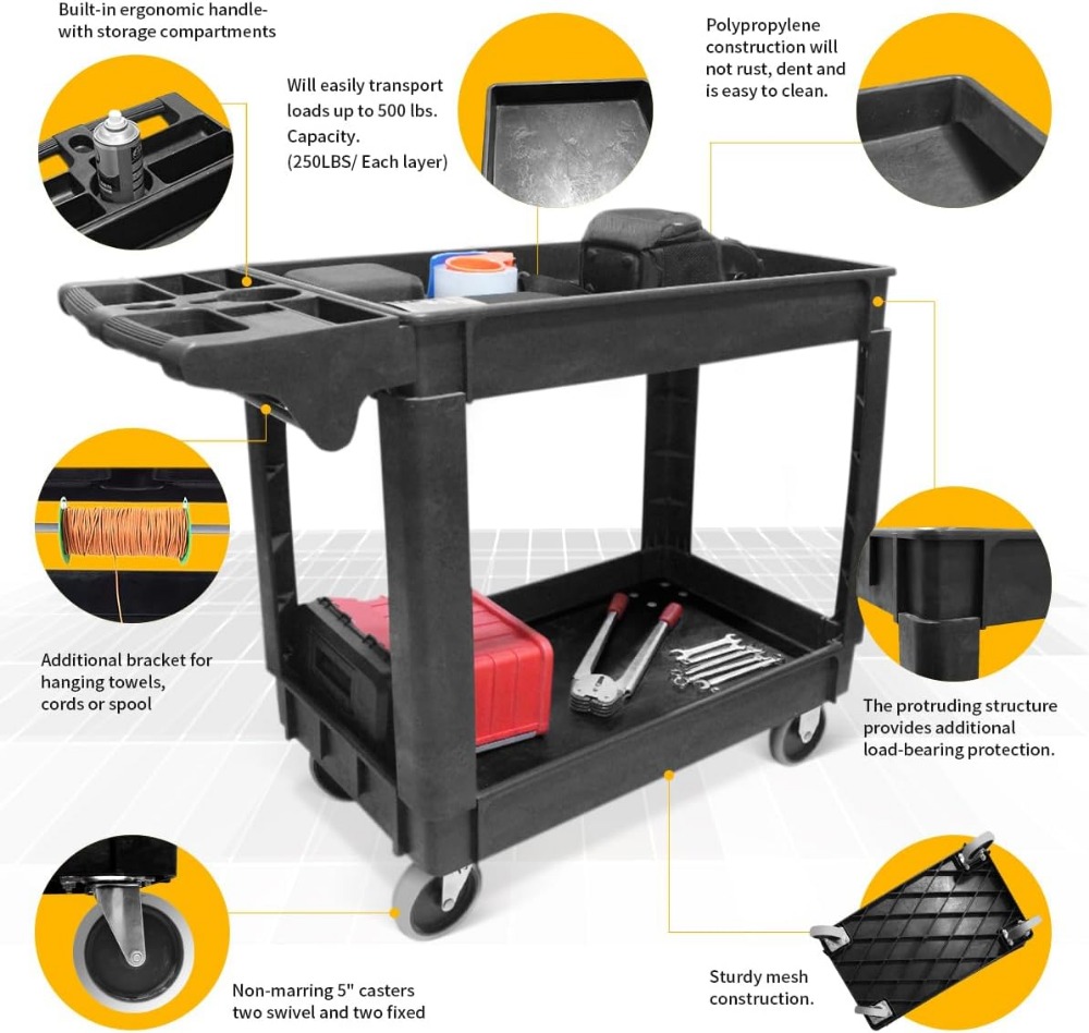 Chariot de service robuste à 2 - Workshop Tools Shelf avis et prix