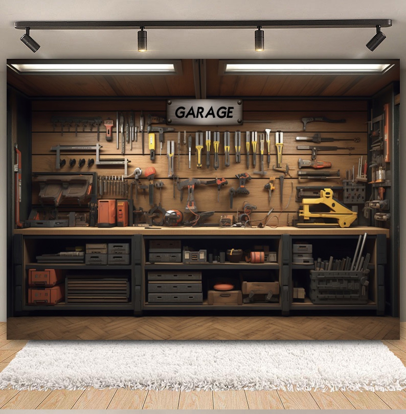 Toile de fond de Garage Vintag - Workshop Tools Background avis et prix