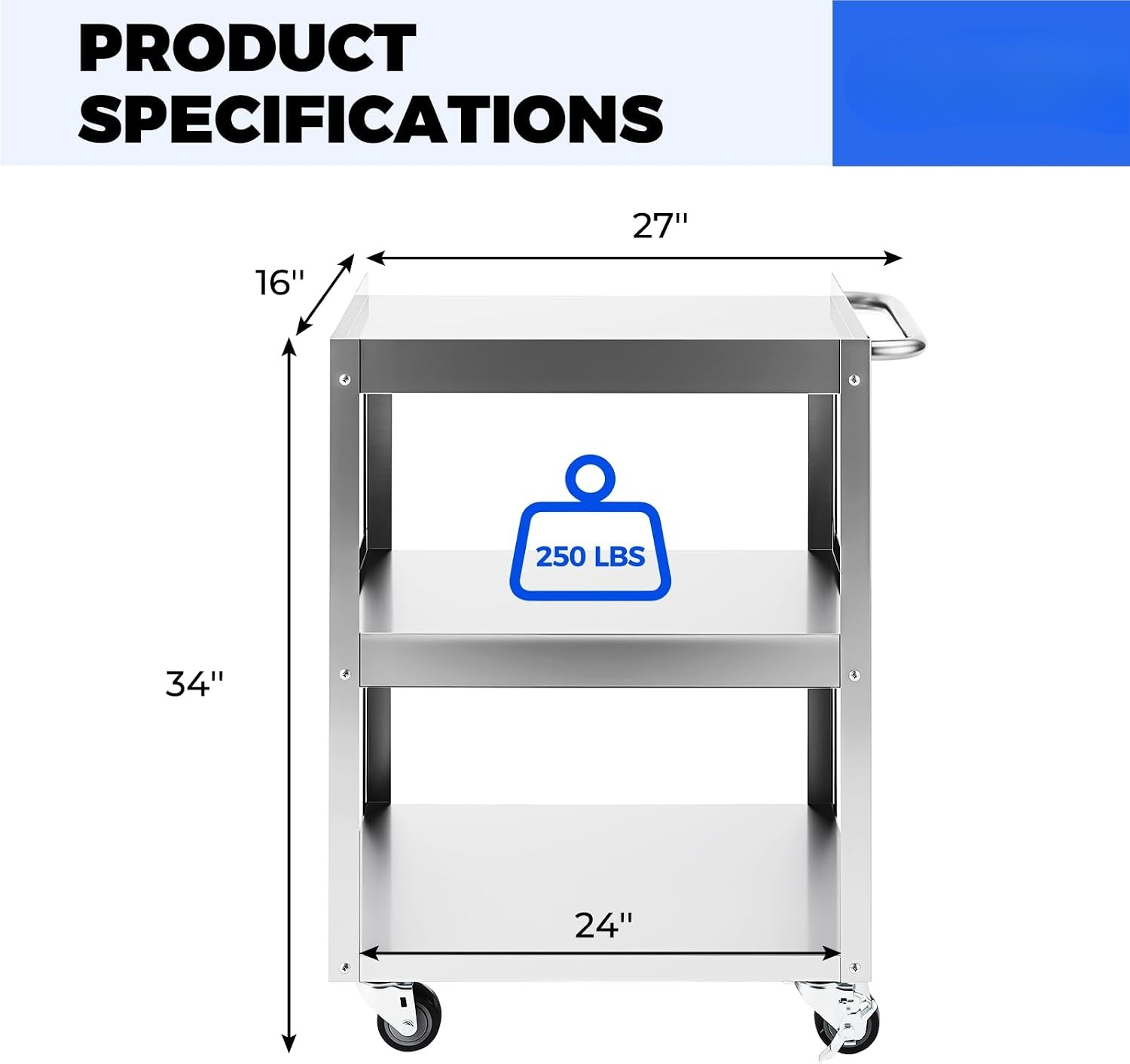 Chariot utilitaire roulant à 3 - Workshop Tools Shelf avis et prix